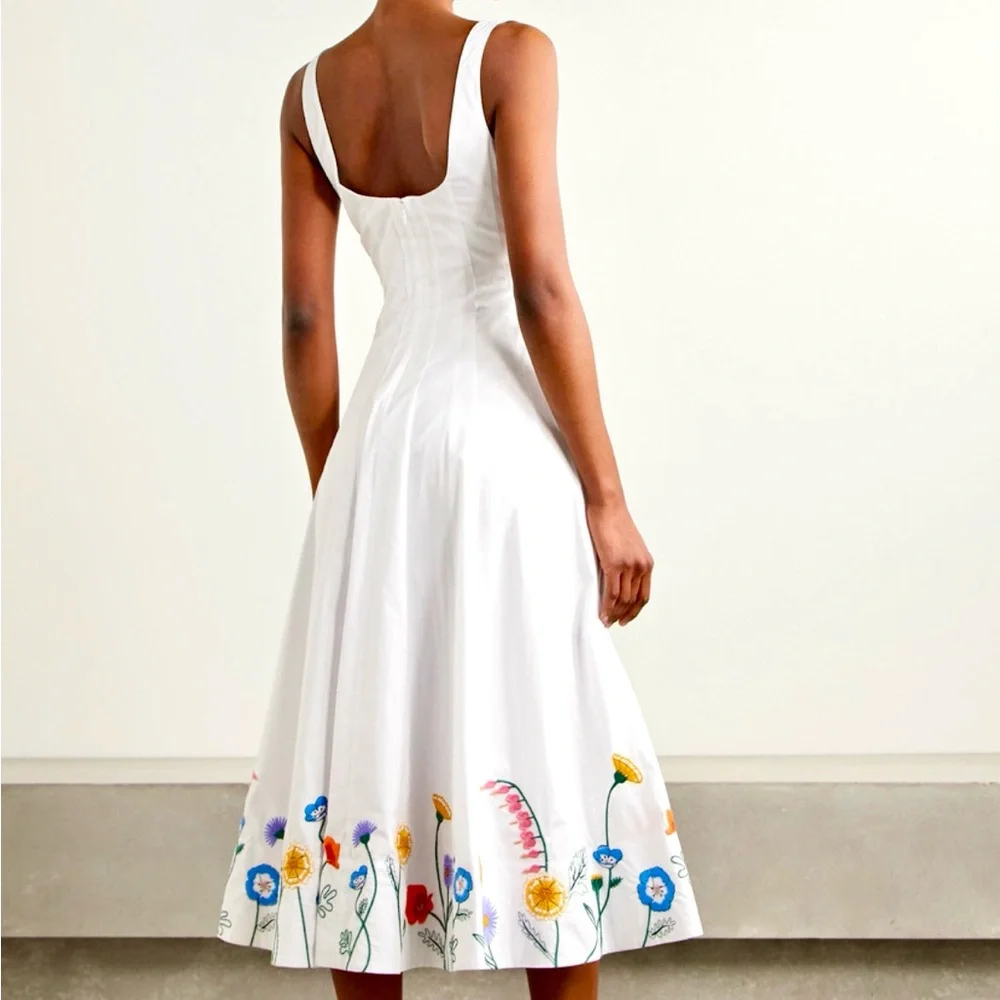 NWT Staud Wells Embroidered Midi Dress White Seed Shop - Picture 4 of 16